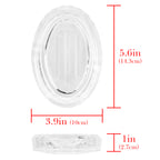 Linkidea Glass Soap Holder, Clear Bar Dish Saver for Shower, Bathroom, Slim Design Storage Tray for Countertop(Ellipse)