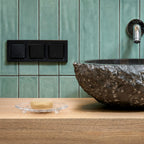Linkidea Oval Glass Soap Dish with Pebble Design, Countertop Soap Saver for Shower, Bathroom (Clear)