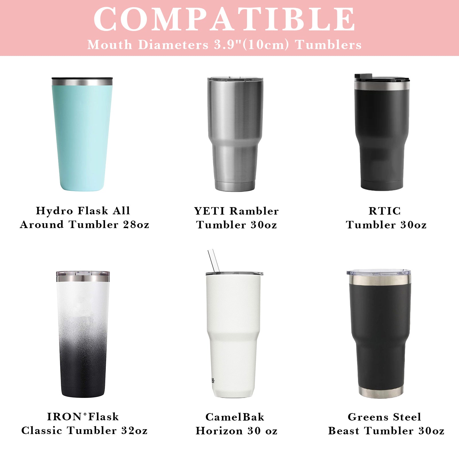 Linkidea Tumbler Carrier with Strap Compatible with YETI Rambler Tumbler 30oz, IRON °FLASK Classic Tumbler 2.0 20oz/24oz/32oz, Waterbottle Sling Bag Coffee Mug Holder, Shoulder Strap, Pink