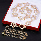 Plus Size Chain Belt for Women, Gold Metal Chain Belt Women Belly Waist Chains, Extra Long Body Chain, 47 Inch Adjustable Chunky Belt Chain (Love Buckle Style)