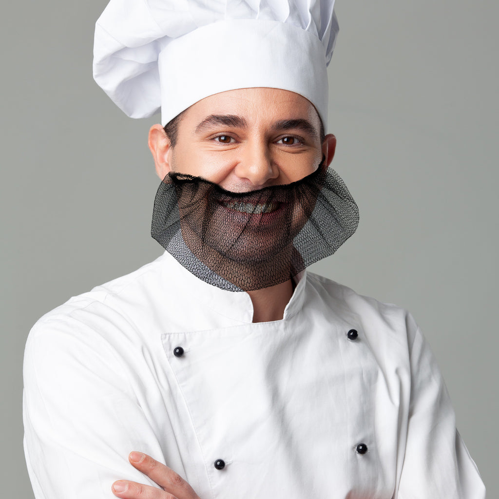 Linkidea 100 Pcs 15.7" Beard Net, Disposable Beard Covers with Elastic Bands, Comfortable Protective Beard Mask for Cooking (Black)