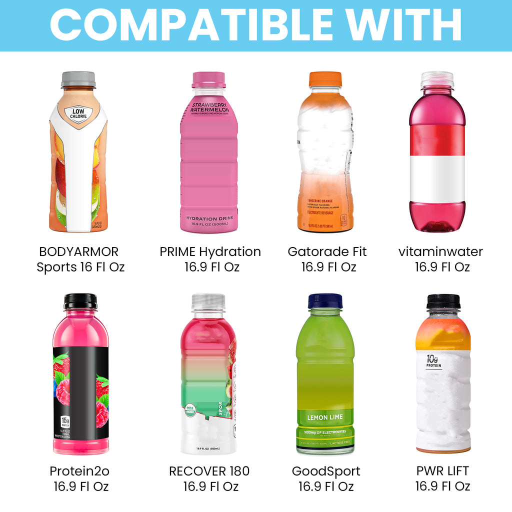 Linkidea 2 Pack Disposable Water Bottle Sleeve Compatible with 16.9 Fl Oz PRIME Hydration, BODYARMOR, Gatorade Fit, Insulated Plastic Sports Drink Cover with Lockable Zipper, Light Blue