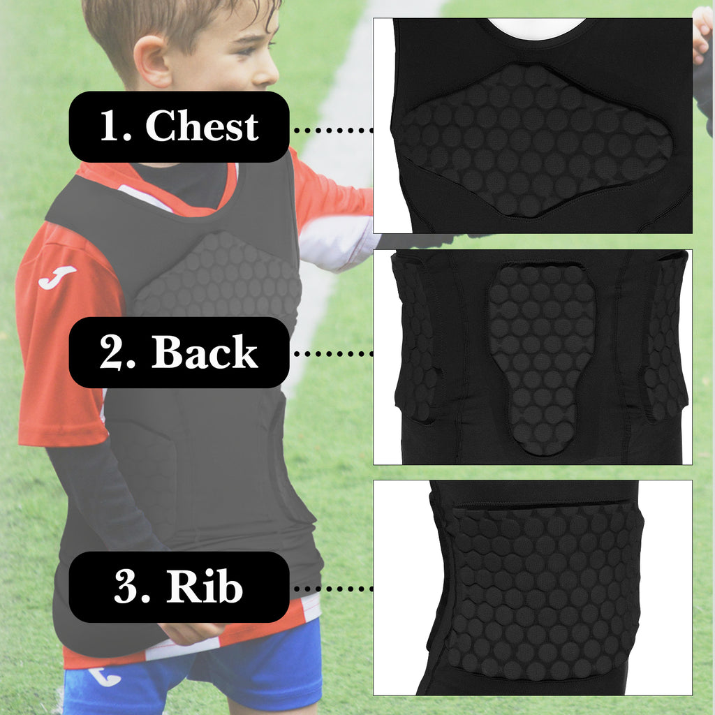 Linkidea Youth Soccer Impact Vest, Padded Protective Sleeveless Chest Vest for Contact Sports, Soccer Goalie Vest with Torso & Rib Protection, Lightweight, Non-Restrictive, Ages 10-14