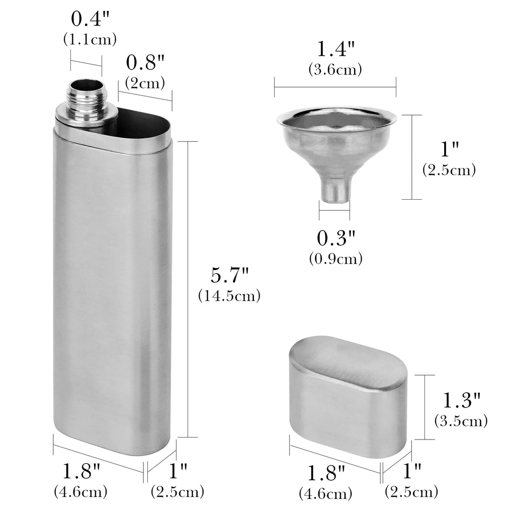 Linkidea 2 Oz Hip Flask Cigar Holder with Funnel, Single Tube Stainless Steel Cigar Tube, Alcohol Container Carrying Storage Case for Travel (Silver)