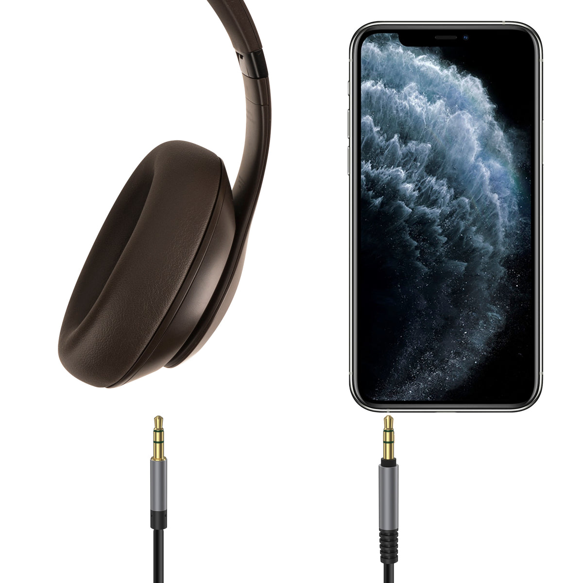 Linkidea Audio Cable for Sony WH-1000XM6/1000XM5, Sennheiser HDB 630, Skullcandy Crusher ANC 2, Soundcore Space One Headphones, 3.5mm Replacement Aux Cord (4.9 ft / 1.5 m)