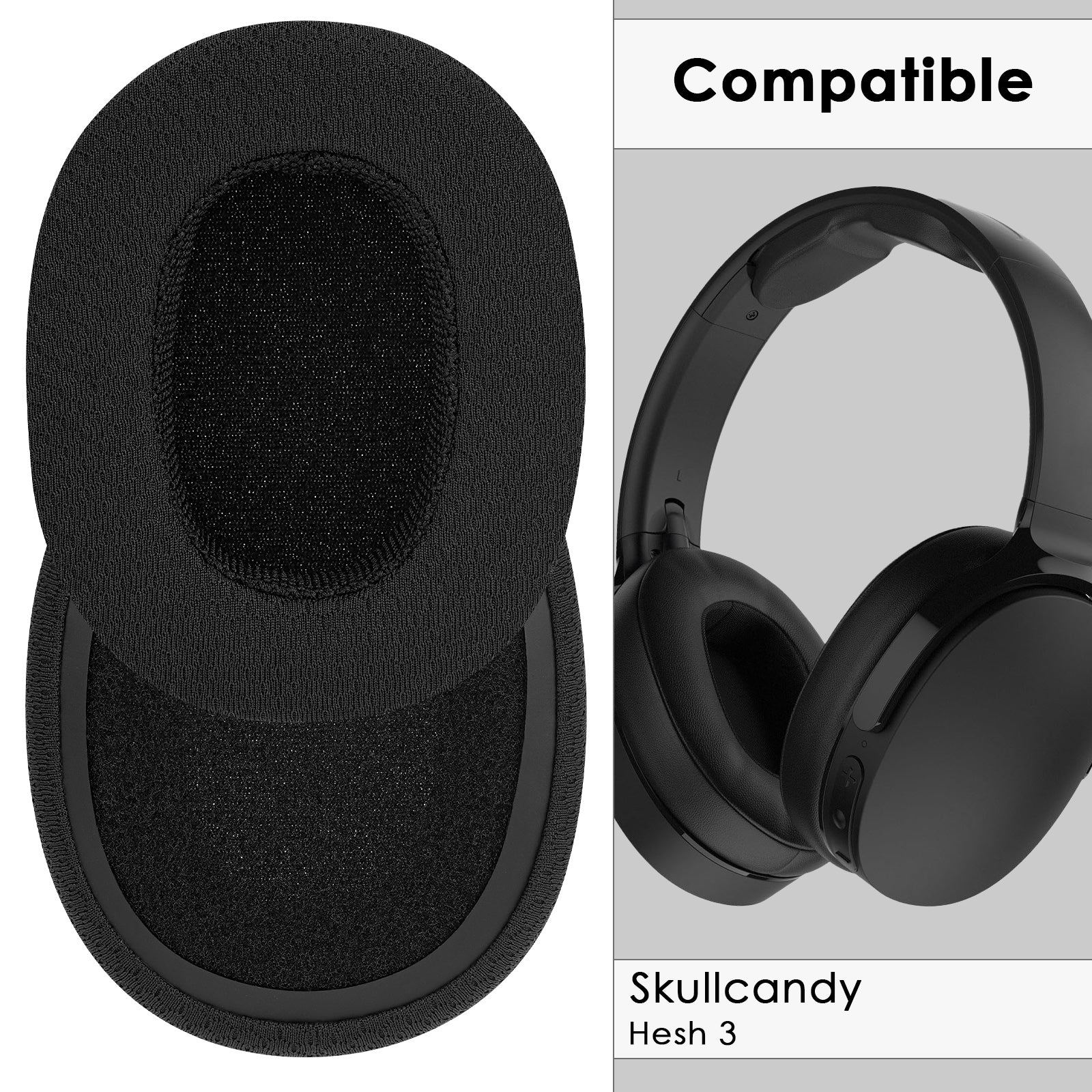 Replacement Ear Pads for Skullcandy Crusher Wireless/Evo/ANC, Hesh 3/Hesh EVO/Hesh ANC Headphones, Headset Earpads ( Mesh Fabric / Black)