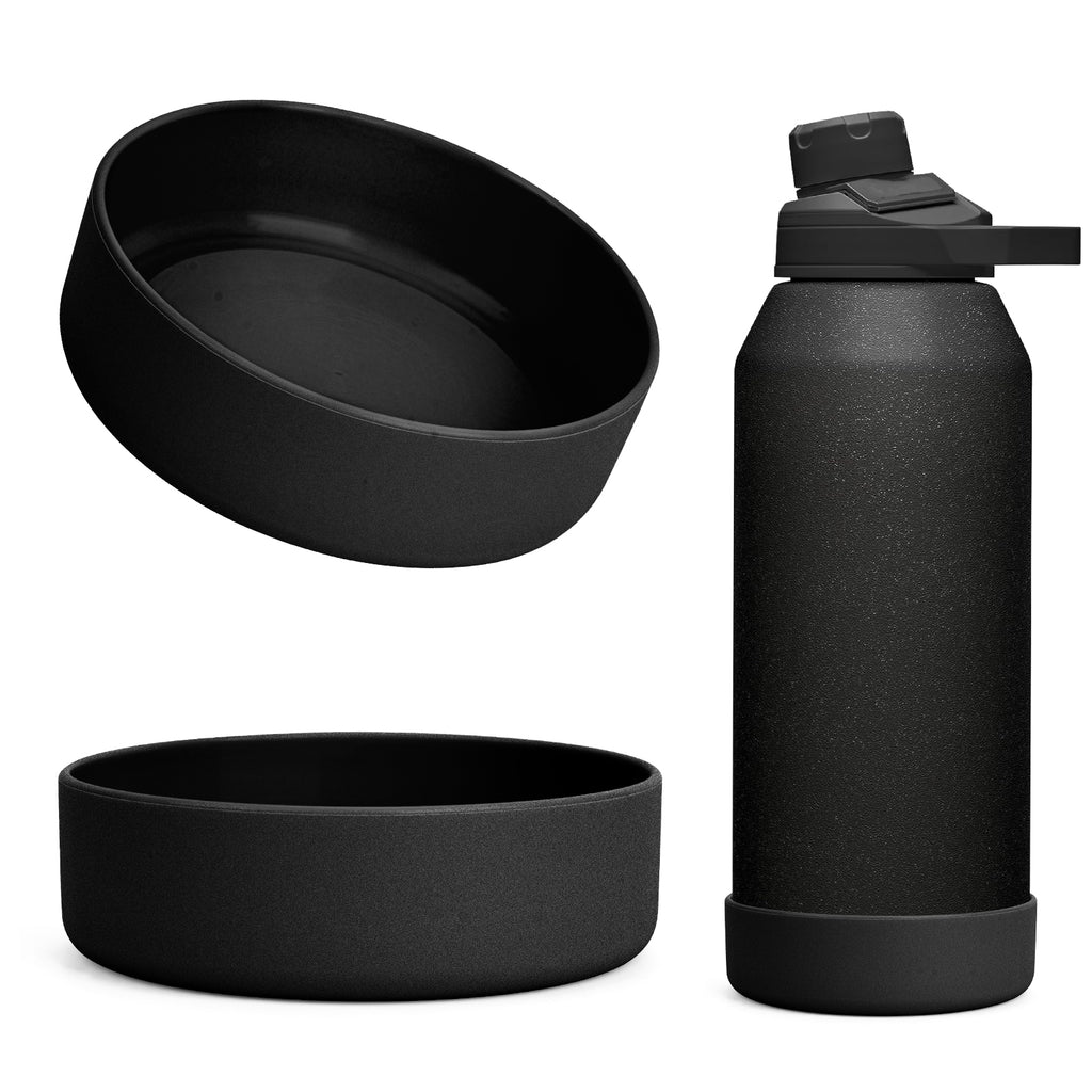 Linkidea 2 Pack Water Bottle Boot Compatible with CamelBak Chute Mag 40oz, Silicone Anti-Slip Bottle Bottom Sleeve Bumper Protector (Black)
