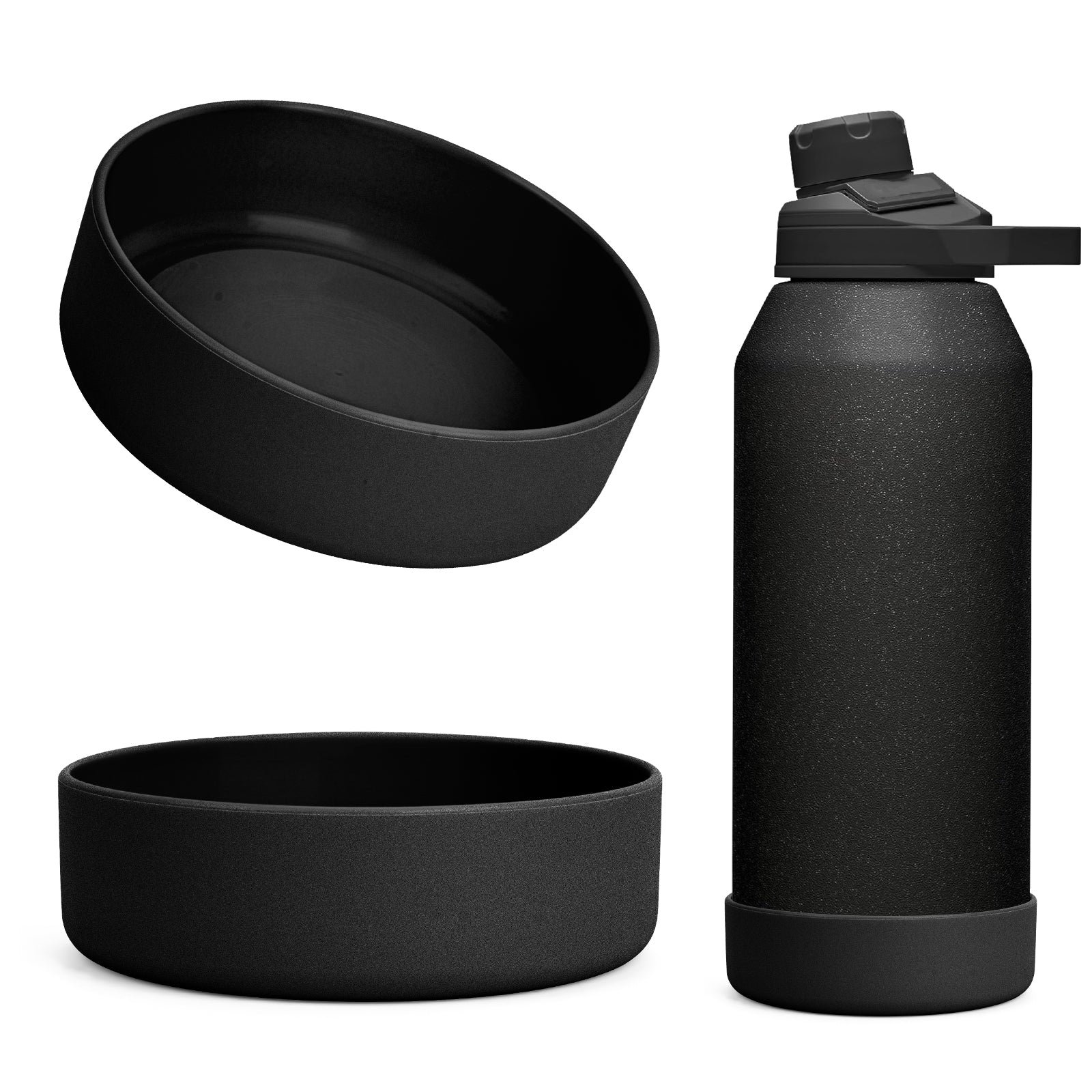 Linkidea 2 Pack Water Bottle Boot Compatible with CamelBak Chute Mag 40oz, Silicone Anti-Slip Bottle Bottom Sleeve Bumper Protector (Black)