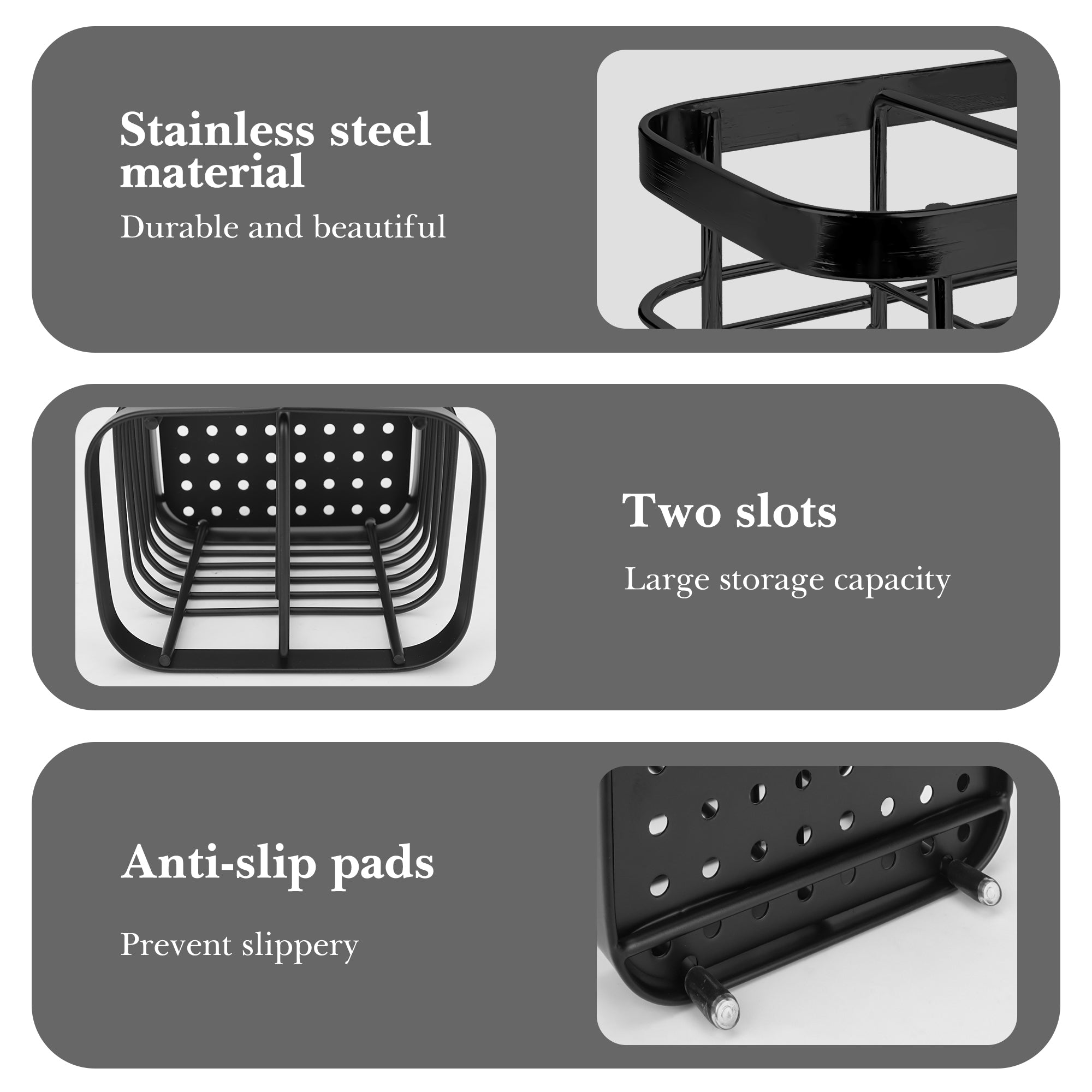 Linkidea Electric Toothbrush Holder, Stainless Steel Vanity Toothpaste Stand, 2 Slots Countertop Organizer Compatible with Oral-B iO Series, Spinbrush Pro 7AM2M (Black)