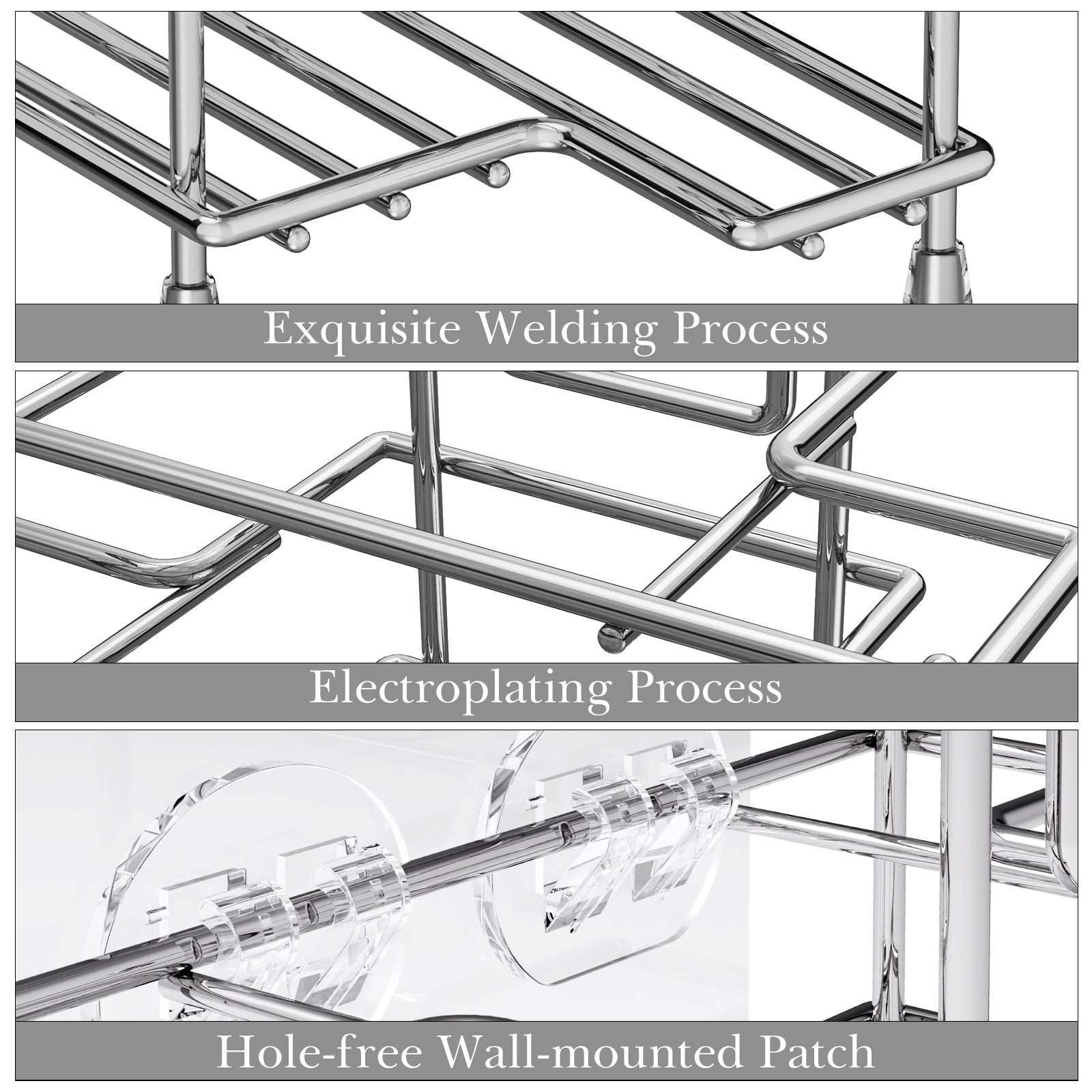 Linkidea Self Adhesive Toothbrush Holder for Shower, Stainless Steel Toothpaste Organizer, 3 Slots Wall Mount/Countertop Stand Compatible with Colgate Extra Clean, Oral-B CrossAction