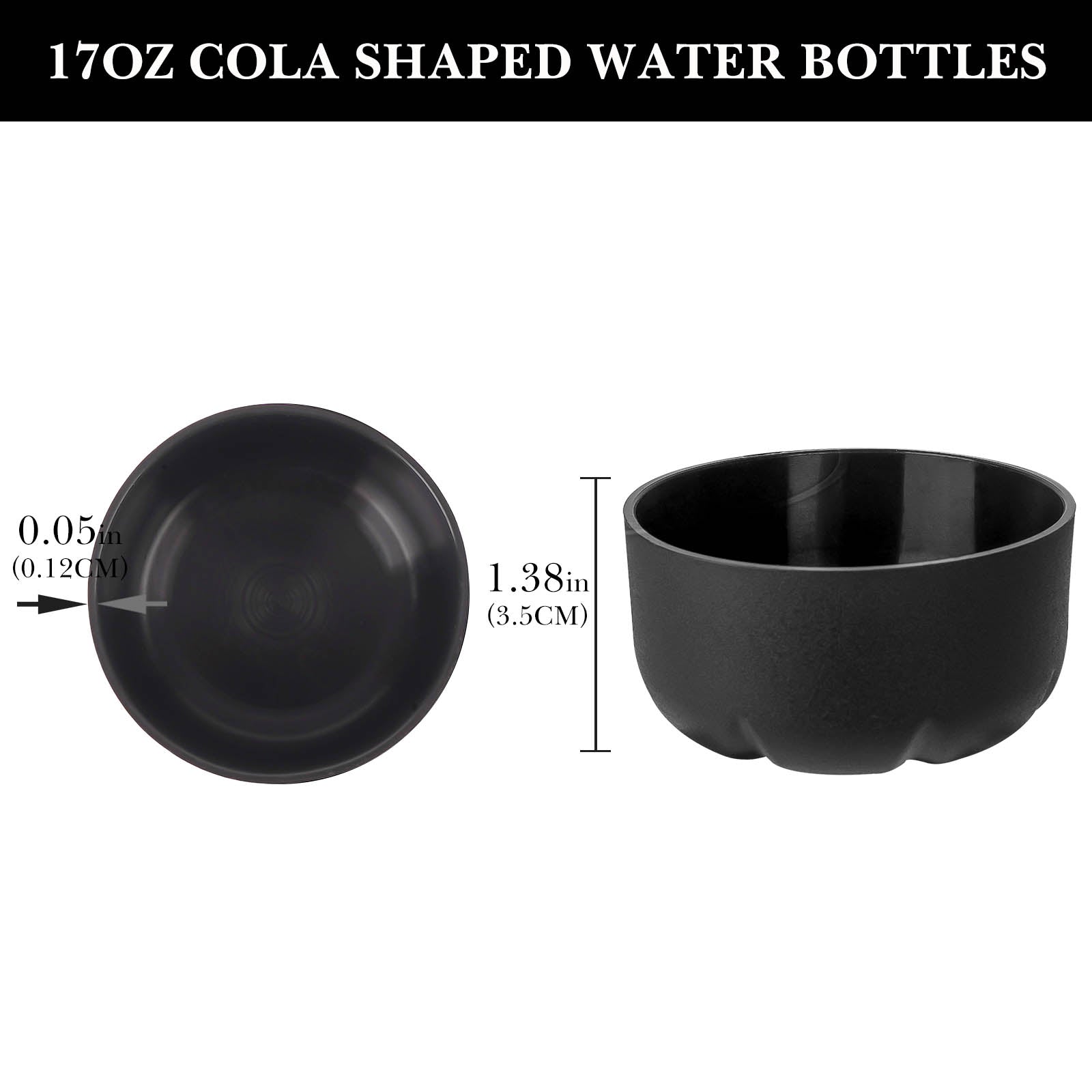 Linkidea 2 Pack Water Bottle Boot Compatible with 17oz ORIGINAL, BJPKPK, MIRA Cascade Cola Shaped Bottles, Silicone Bottle Bottom Sleeve Bumper Protector (Black)