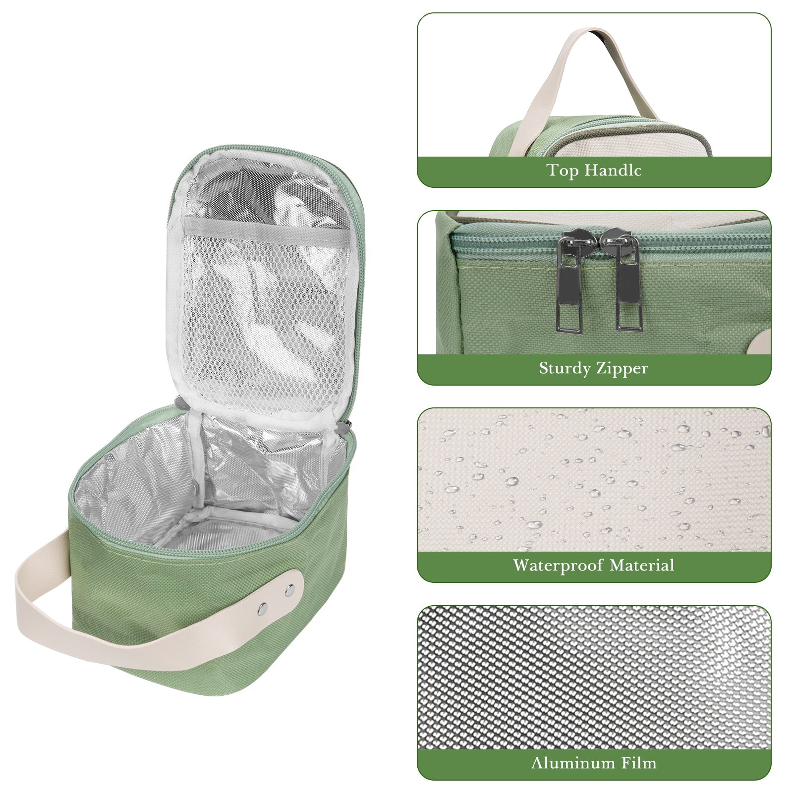 Linkidea Insulated Food Jar Bag, Thermal Snack Bag, Lunch Cooler Bags for Food Jar, Suitable for Office Work, Outdoor Picnics, Compatible with THERMOS 16 oz, Bidakid, Serlium, Blockhutte (Green)
