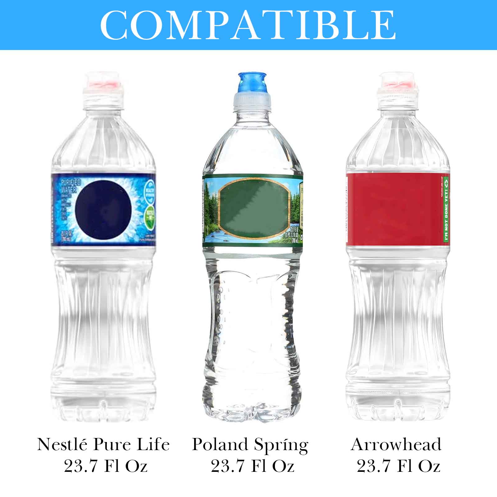 Linkidea Disposable Sport Cap Water Bottle Sleeve Compatible with 23.7 Fl Oz Arrowhead, Insulated Neoprene Plastic Bottled Water Cover with Lockable Zipper, Light Blue