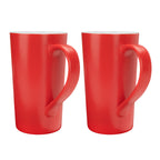 Linkidea 20oz Extra Large Tea and Coffee Mugs, Set of 2 Ceramic Tall Coffee Mugs with Handles, Teacups Large Capacity Cup for Latte, Beer, Hot Cocoa, Microwave and Dishwasher Safe, Red