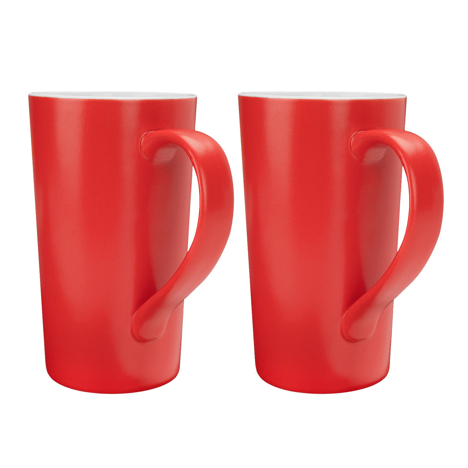 Linkidea 20oz Extra Large Tea and Coffee Mugs, Set of 2 Ceramic Tall Coffee Mugs with Handles, Teacups Large Capacity Cup for Latte, Beer, Hot Cocoa, Microwave and Dishwasher Safe, Red