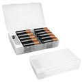 Linkidea 2 Pack Battery Organizer Case with Tester, Portable Holder for 20 AA and 22 AAA Cells, Durable Plastic Storage Box for Travel and Home Use, White