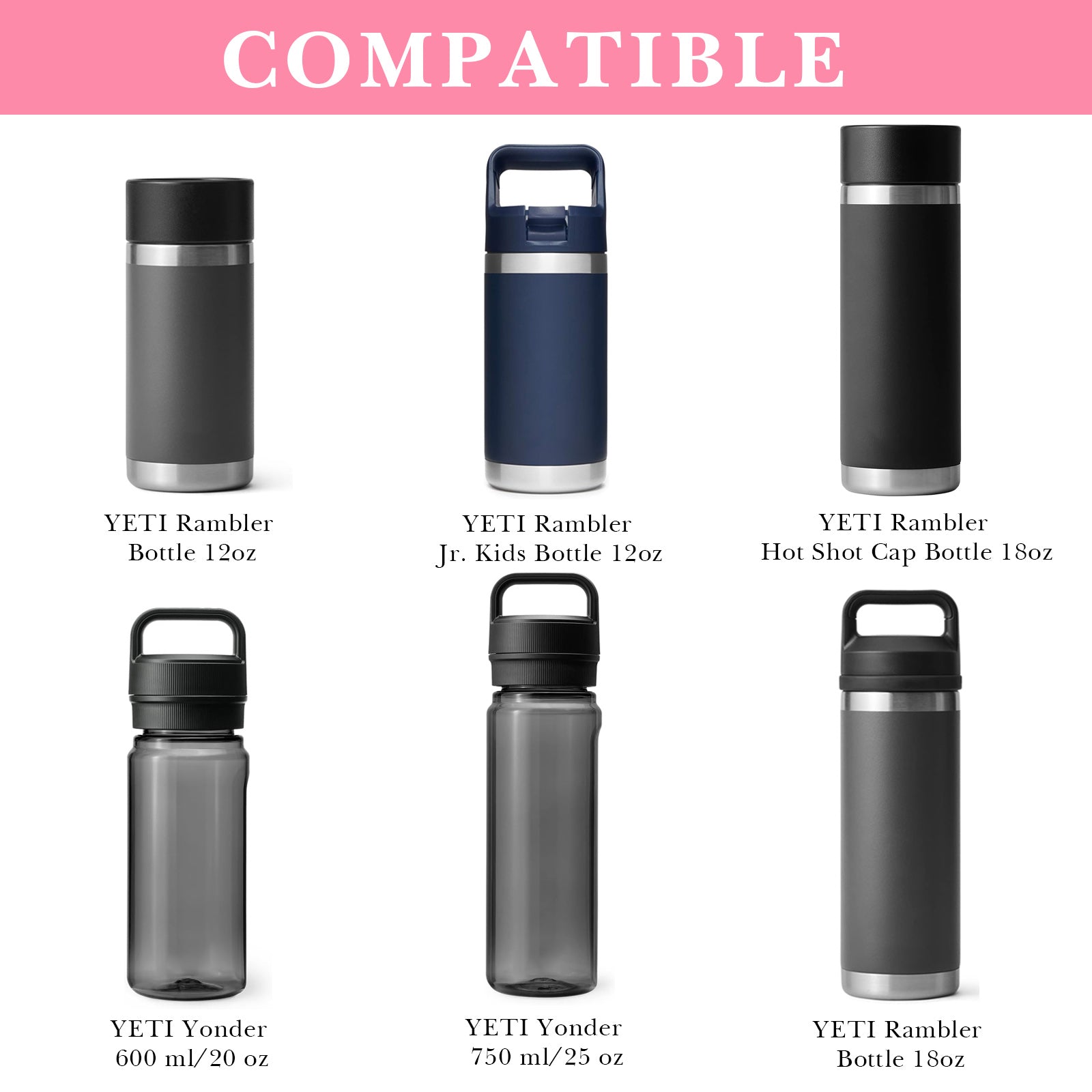 Linkidea Water Bottle Boot Compatible with YETI Rambler Jr. Kids 12oz, Rambler 12oz/18oz, Yonder 20oz/25oz, Silicone Anti-Slip Bottle Bottom Sleeve Bumper Protector (Light Pink / 2 Pack)