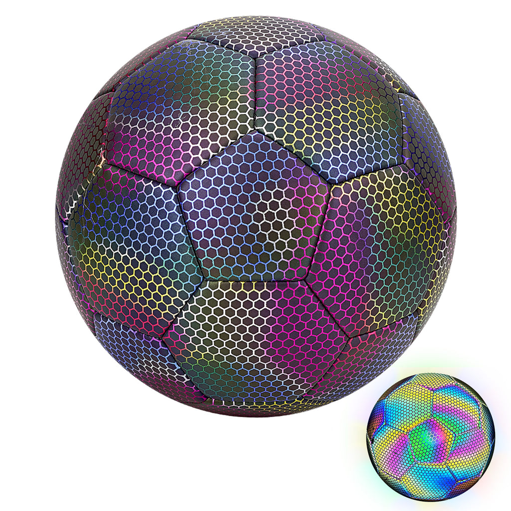 Linkidea Reflective Soccer Ball, Size 4 Training Soccer Ball, High Visibility Under Light for Night & Low-Light Practice, Soft Touch Cover for Outdoor Use