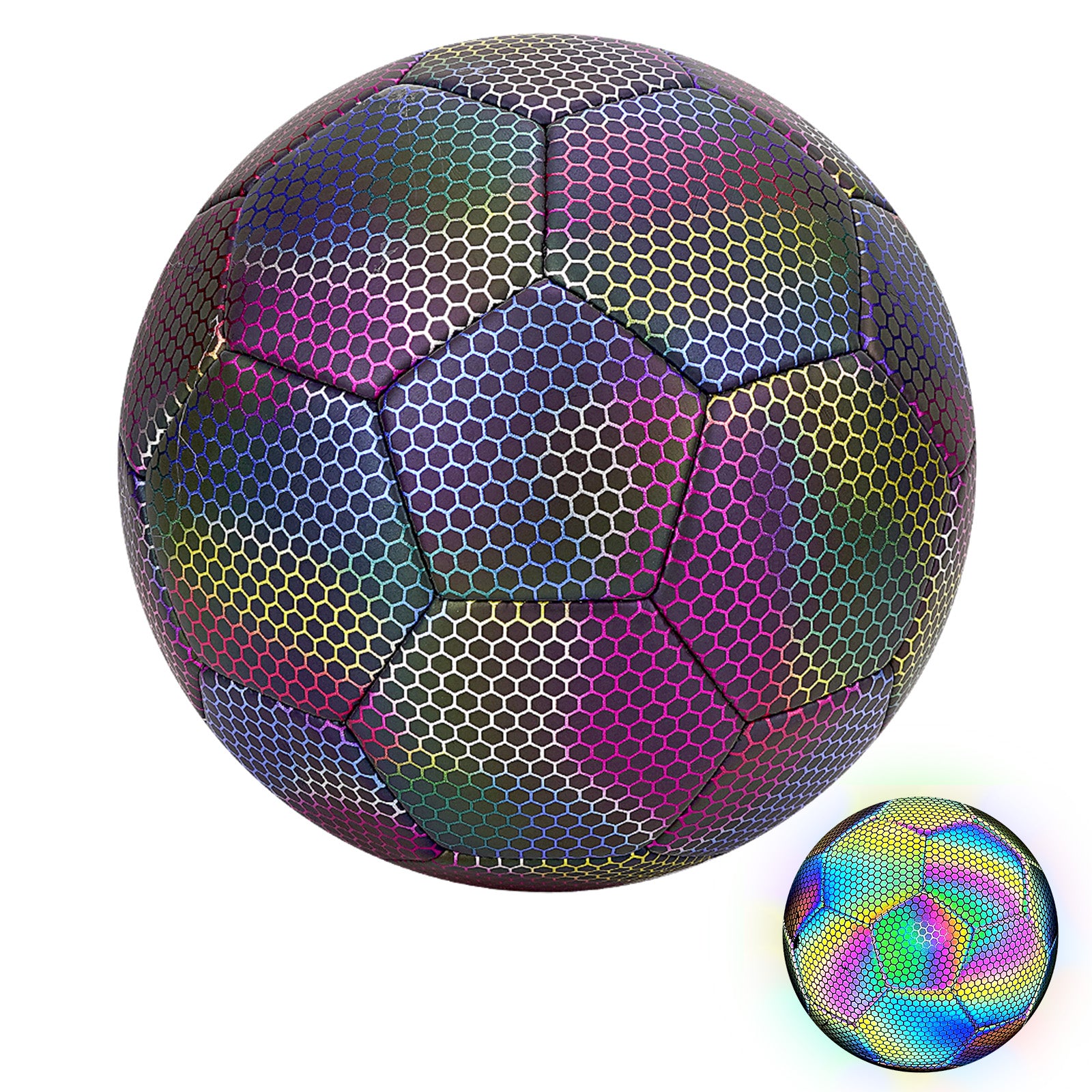 Linkidea Reflective Soccer Ball, Size 4 Training Soccer Ball, High Visibility Under Light for Night & Low-Light Practice, Soft Touch Cover for Outdoor Use