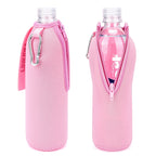 Linkidea 2 Pack Disposable Water Bottle Sleeve Compatible with Smartwater 16.9/20 Fl Oz, Evian 16.9 Fl Oz, Insulated Neoprene Bottled Water Cover Holder with Lockable Zipper, Pink
