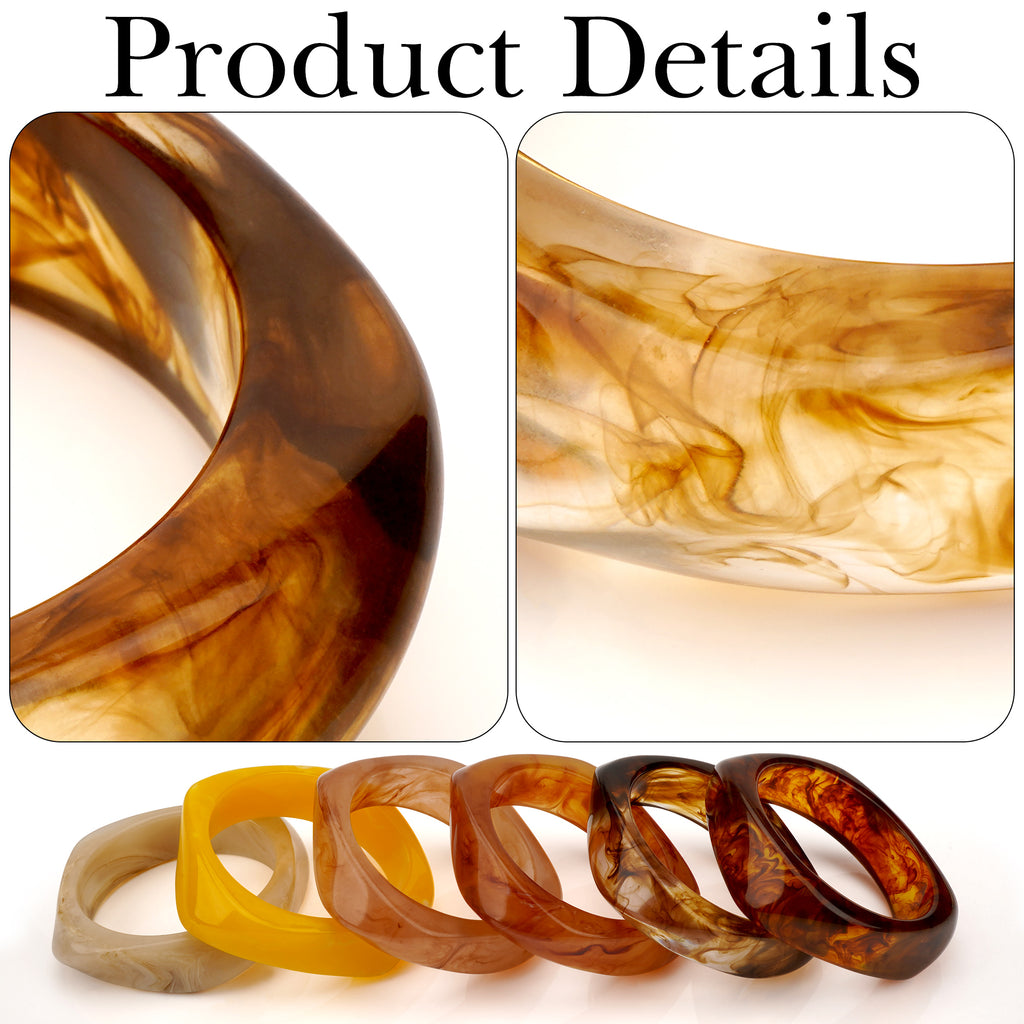 Bangle Bracelets Set for Women, 6 Pack Acrylic Resin Chunky Colorful Bracelet Wide Geometric Irregular Wristbands Fashion Jewelry