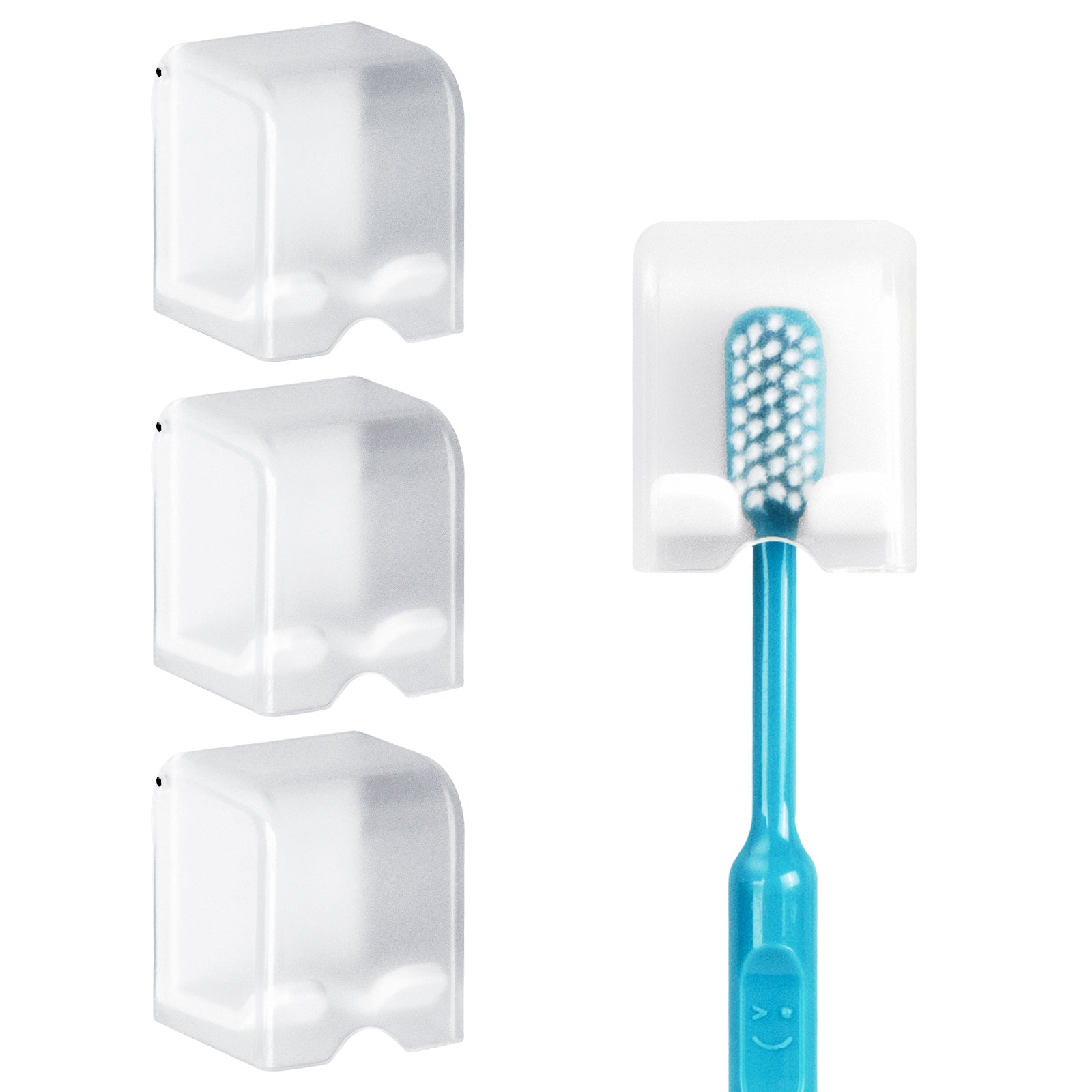Linkidea 4 Pack Toothbrush Holder Wall Mounted with Cover, Hanging Toothbrush Stand for Dorm, Bathrooms, Shower, RV, Compatible with Colgate Optic White, Extra Clean, Oral-b Cross Action(White)