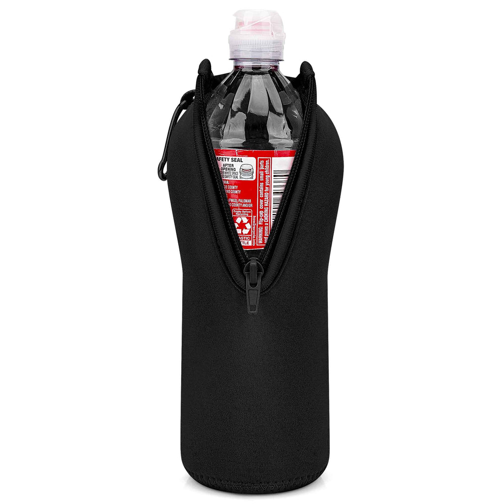 Linkidea Disposable Sport Cap Water Bottle Sleeve Compatible with 23.7 Fl Oz Arrowhead, Insulated Neoprene Plastic Bottled Water Cover with Lockable Zipper, Black