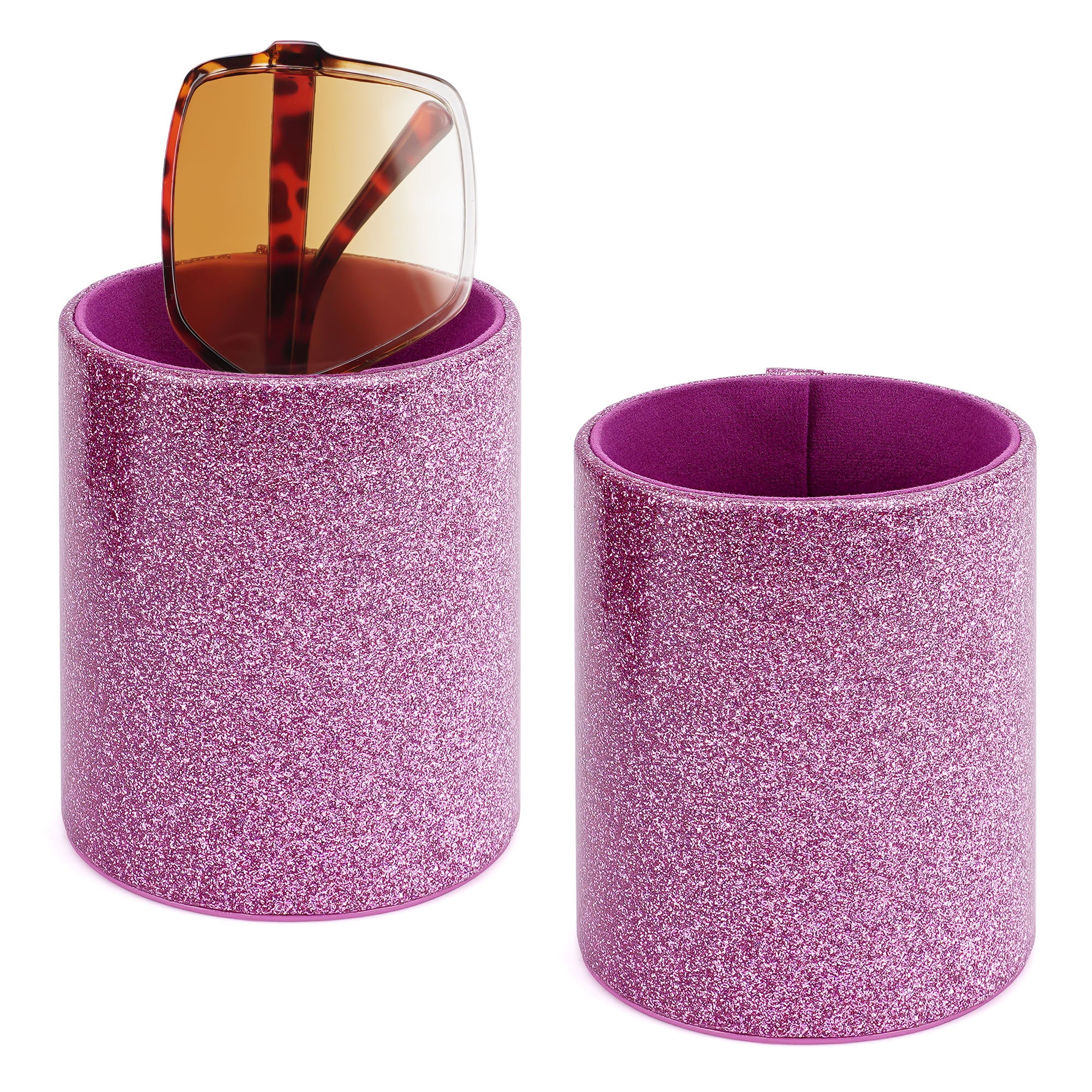 Extra Large Sunglasses Desk Holder Stand, 2 Pack Purple Vegan Leather Eyeglasses Display Storage with Flock Lining, Sunwear Organizer Compatible with Persol PO3350S/PO2475S/PO2445S/PO3217S