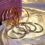 65 mm (2.56") Bangle Set of 8 for Women, 6 mm Wide Gold & Silver-Tone Stainless Steel Stackable Bracelets - Fits Palm Width up to ~90 mm