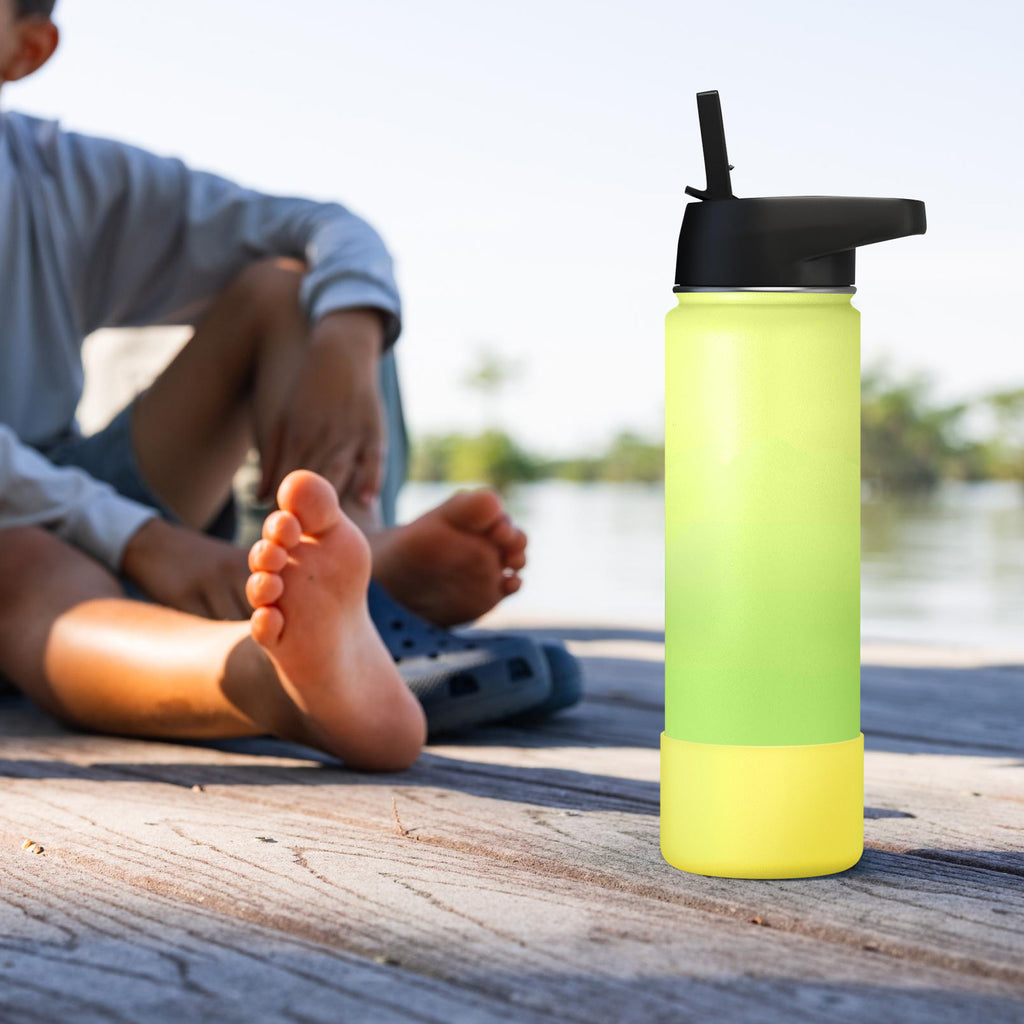 Linkidea 2 Pack Water Bottle Boot Compatible with IRON °FLASK Wide/Narrow Mouth 12oz/14oz/16oz/18oz/20oz/22oz/24oz, Silicone Bottle Bottom Sleeve Cover Bumper Protector (Pineapple)