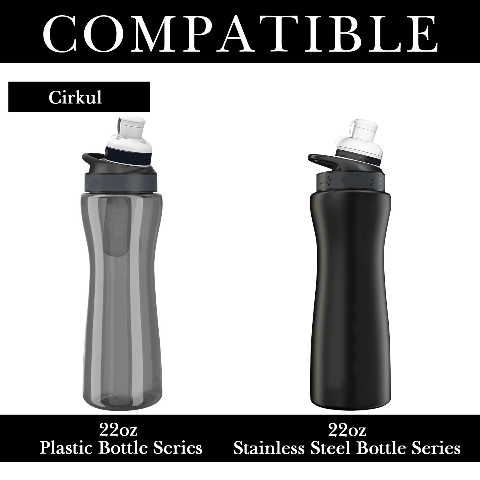 Linkidea 2 Pack Water Bottle Boot Compatible with Cirkul Plastic/Stainless Steel Bottle 22oz Series , Silicone Anti-Slip Bottle Bottom Sleeve Bumper Protector (Black)