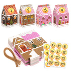 Linkidea 24 Pcs Christmas Gingerbread House Candy Case Set, Holiday Party Favors, Paper Treat Boxes for Family & Festive Gift Packaging