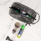 Linkidea Men's Toiletry Travel Bag, Water-Resistant PU Grooming Shaving Organizer for Business Trip with Wet Pocket, Travel Accessories Toiletry Bag (Black)