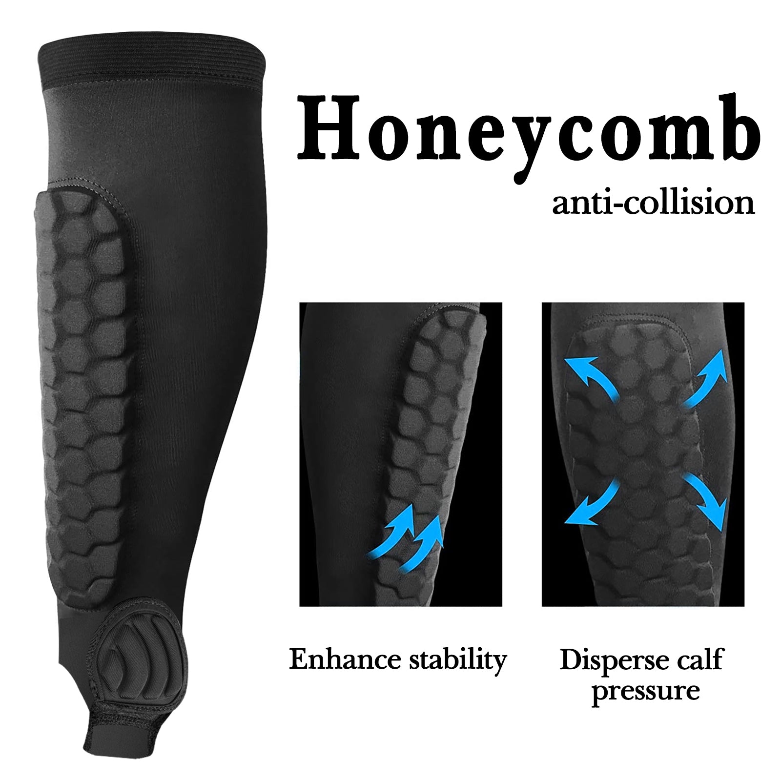 Linkidea Soccer Shin Guard with Ankle Brace, Calf Compression Sleeve with Honeycomb Pads for Kids Youth, All-Round Protection Sports Accessories Fits Game & Training (Size M)