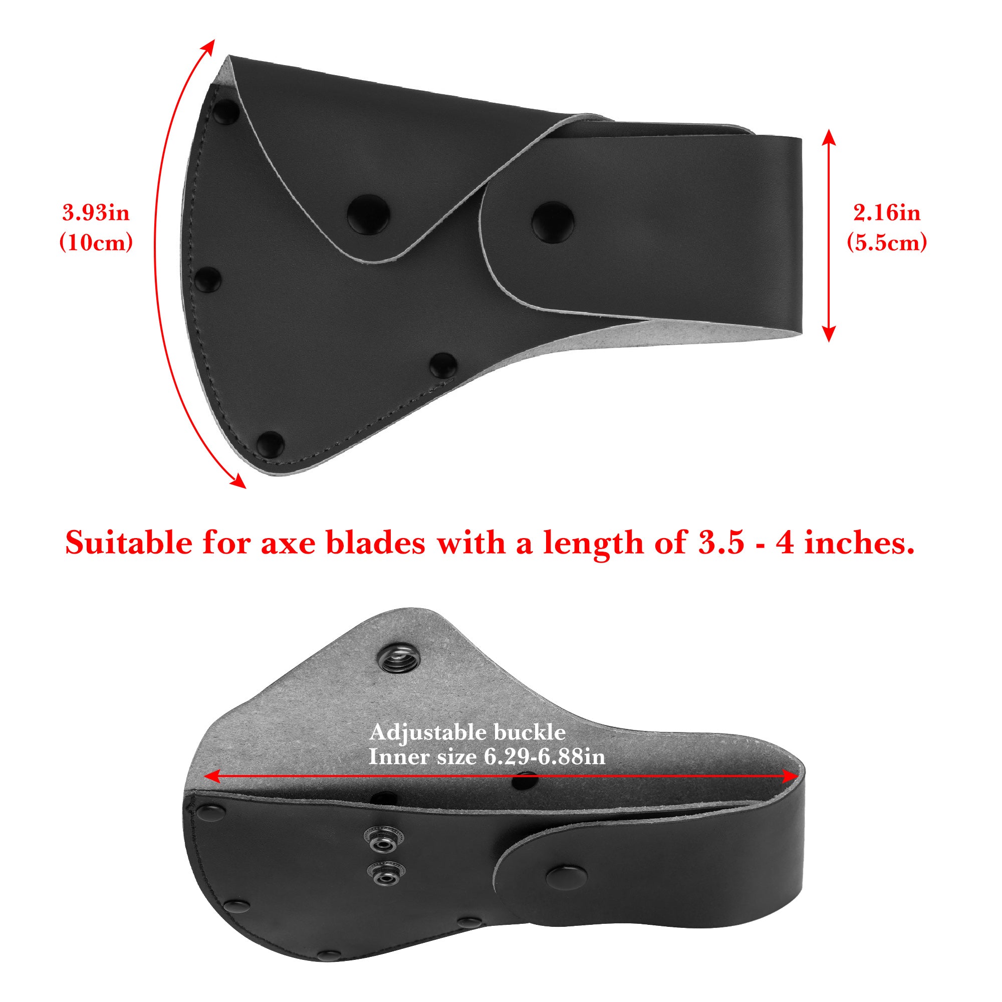 Linkidea Vegan Leather Axe Sheath Hatchet Cover with Belt Clip, Protective Guard Scabbard Fits Axes up to 5.9" Blade Width (Black)