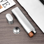 Linkidea 2 Oz Hip Flask Cigar Holder with Funnel, Single Tube Stainless Steel Cigar Tube, Alcohol Container Carrying Storage Case for Travel (Silver)