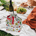 Linkidea Cute Lunch Bag, Drawstring Lunch Bag with Handle, Women Lunch Bags for Work Picnics Ourdoor Travel, Compatible with Bentogo, LunchBots, EasyLunchboxes (White)