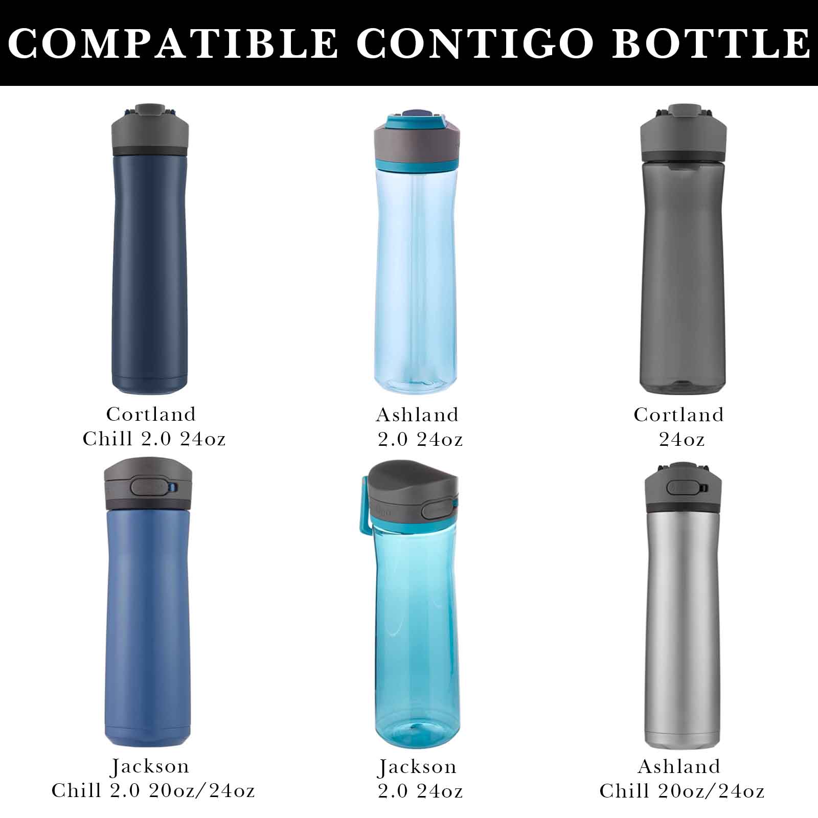 Linkidea 2 Pack Water Bottle Boot Compatible with Contigo Jackson Chill 2.0 20oz/24oz, Cortland 24oz, Silicone Anti-Slip Bottle Bottom Bumper Protector (Clear White)