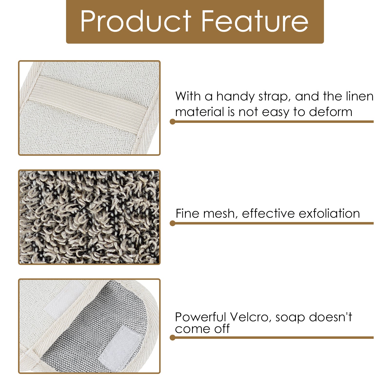 Linkidea 3 Pack Soap Saver Pouch, Flax Exfoliating Soap Bag Body Scrubber Exfoliator Sponge Holder Hanging Rope Bags for Bath or Shower