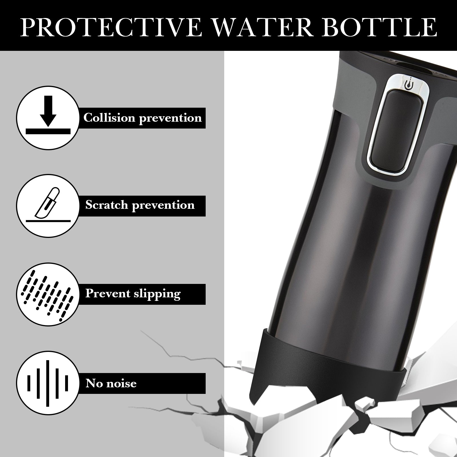 Linkidea 2 Pack Water Bottle Boot Compatible with Contigo West Loop 2.0 16oz/20oz/24oz, Huron 2.0 16oz/20oz, Silicone Anti-Slip Bottle Bottom Bumper Protector (Black)
