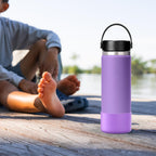 Linkidea 2 Pack Water Bottle Boot Compatible with Hydro Flask Wide Mouth 12oz/14oz/16oz/18oz/20oz, Silicone Bottle Bottom Sleeve Bumper Protector (Purple)