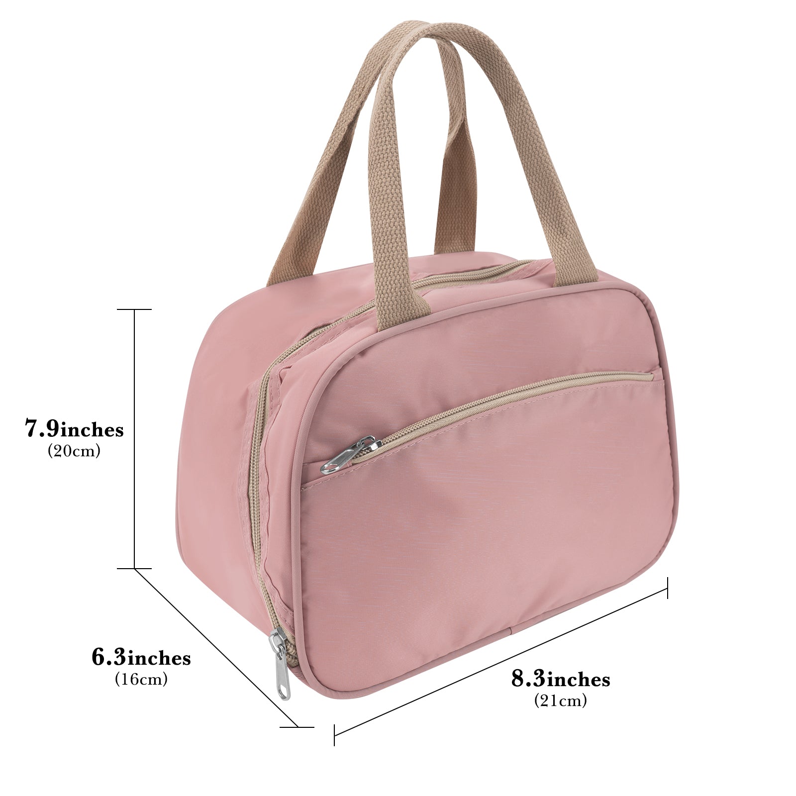 Linkidea Lunch Bag for Adult, Oxford Insulated Lunch Bag with Hand Strap, Large Capacity Lunch Tote Bag with Zipper Fits Daily Use, Compatible with Bentgo Classic, Amathley, Caperci (Pink)