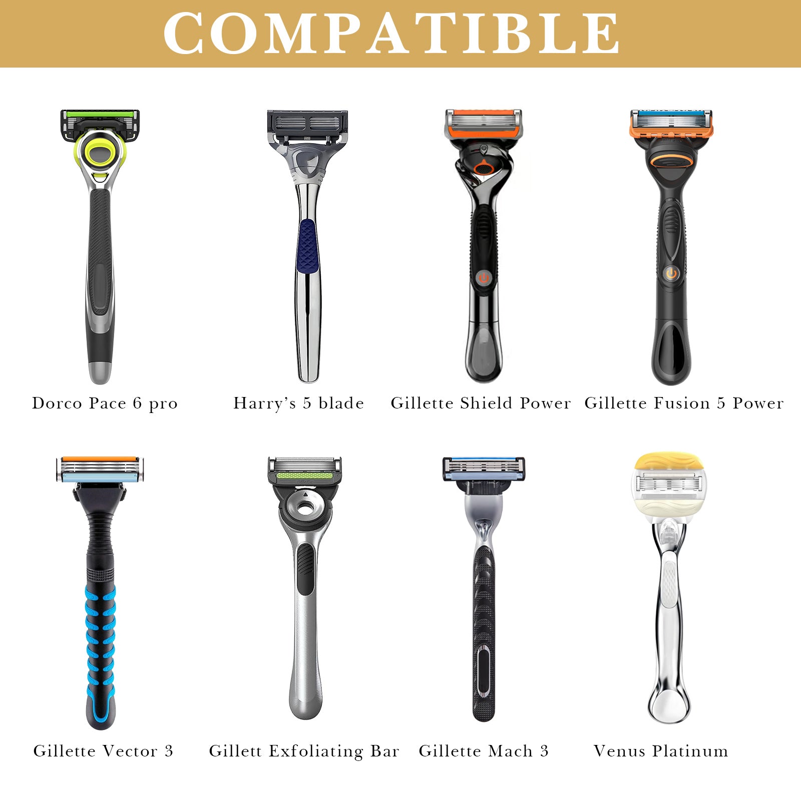 Linkidea Hard Shell Safety Razor Travel Case, Men's Portable Travel Shaver Bag Compatible with Gillette Fusion 5, Mach 3, Shaving Accessories Storage (Silver)