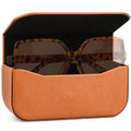 Linkidea Oversized Sunglasses Case, Large Frame Glasses Case for Sunglass, Eyeglasses Travel Bag Compatible with Rayban Aviator Reverse/New Wayfarer/Various Brand Models (Brown)