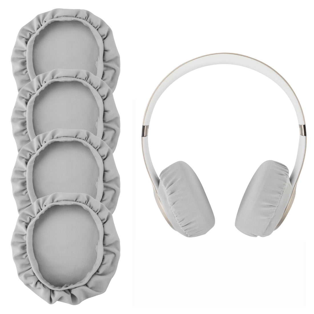 Linkidea Fabric Ear Covers, Washable, Sweatproof Protectors for Headphones, Ideal for Gym & Gaming, 2 Pairs (Size S , Light Grey)