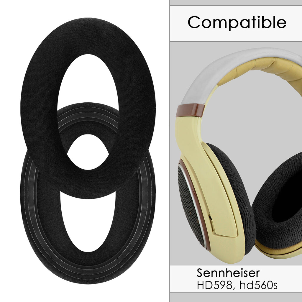 Linkidea Replacement Ear Pads for Sennheiser HD 515/518/555/595/598/598SE/560S/380/559/569/PC 350/PC 360/Game One/HMEC250 Headphones Ear Cushions (Velour/Black)