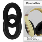 Linkidea Replacement Ear Pads for Sennheiser HD 515/518/555/595/598/598SE/560S/380/559/569/PC 350/PC 360/Game One/HMEC250 Headphones Ear Cushions (Velour/Black)