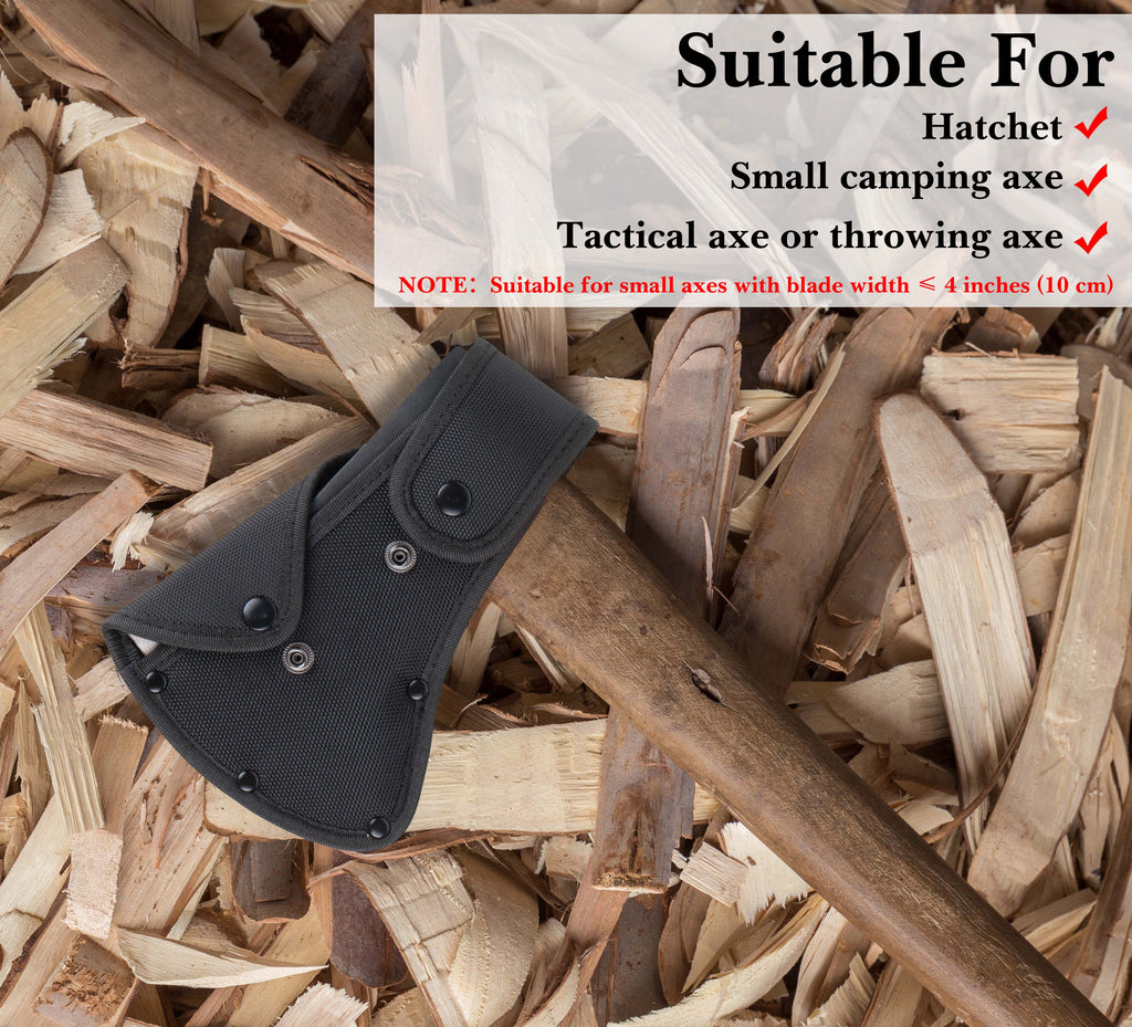Linkidea Nylon Axe Sheath Cover for 4-Inch Axe Edge, Heavy Duty Hatchet Protector Case with Double Snap, Durable Oxford Fabric Head Cover Scabbard for Camping Outdoor Survival (Black)