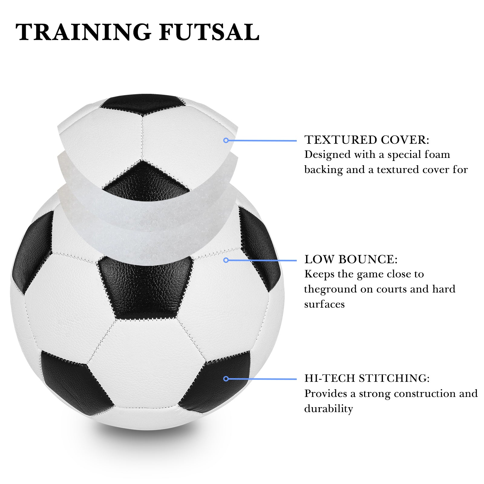 Size 4 Training Futsal Ball, Low Bounce Indoor Soccer Ball (Classic)