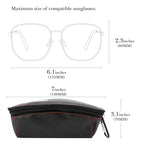 Sunglasses Pouch Bag with Carabiner, Black Vegan Leather Sunwear Storage, Travel Soft Sunglasses Case Holder Compatible with Rayban RB4394M/RB8360M/RB2140/RB2140